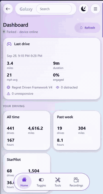 StarPilot Galaxy: Mobile-First Remote Control Center